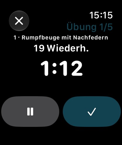 Apple Watch mit Startknopf für die nächste Einheit